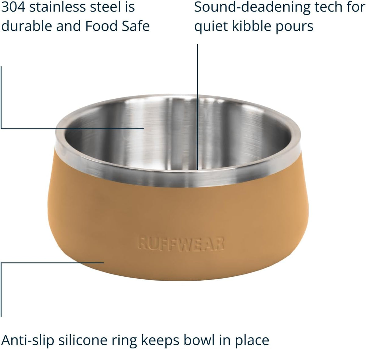 Ruffwear Basecamp Stainless Steel Dog Bowl - Cattail Tan