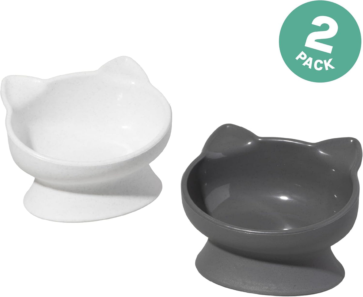 Kitty City Erhöhte Katzennäpfe 2er-Set - Weiß & Grau