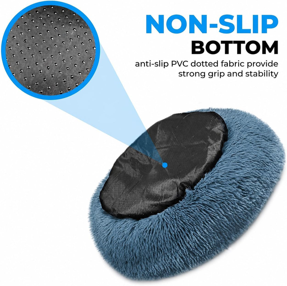 Whiskers & Friends Orthopedic Donut Pet Bed - Navy-Grey