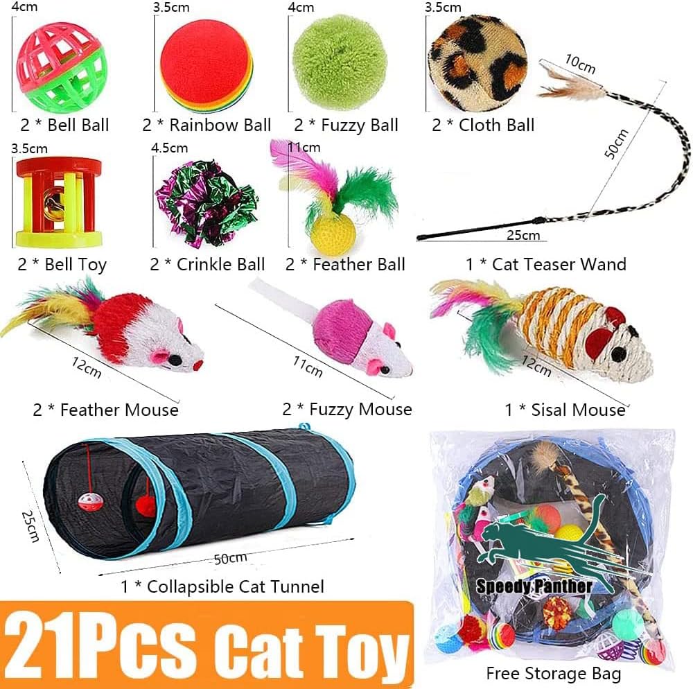 Speedy Panther faltbares Katzentunnel-Spielset – 21 Teile